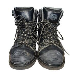Harley Davidson Motorcycle Leather Mens 10 Pre-Owned Black Boots Foxfield D93344